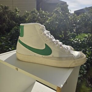 Nike White and Green High-Top Sneakers